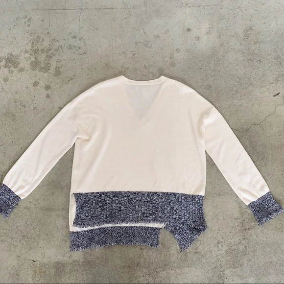 10 Crosby Derek Lam V-Neck Asymmetrical Silk, Wool & Cashmere Sweater - Picture 3 of 6